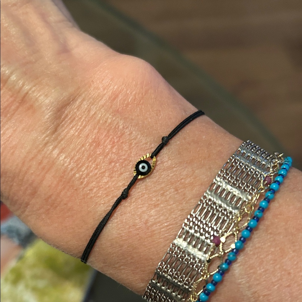 Gold and Black Evil Eye Bracelet